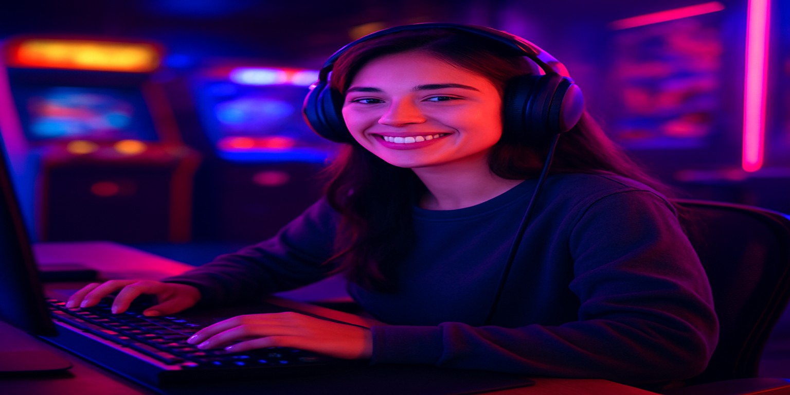 kx88-এ গেম খেলে আনন্দিত একজন নারী